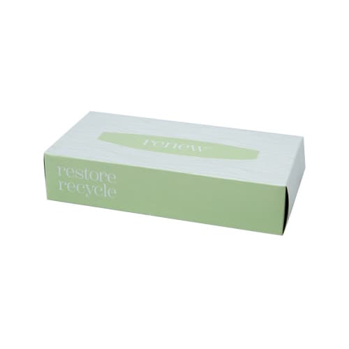 Renew 2-Ply Facial Tissue, Flat Box, 100 Sheets Per Box